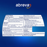 Abreva : étiquette indiquant que le produit ne nécessite pas de prescription.