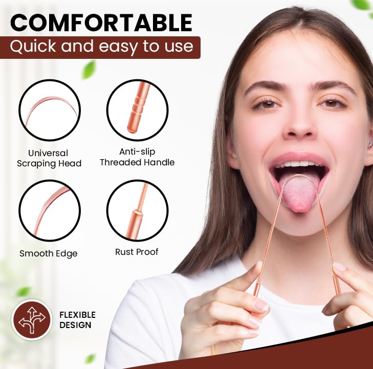 Absolute Ayurvedic rasoir langue cuivre, design ergonomique en U pour utilisation confortable.