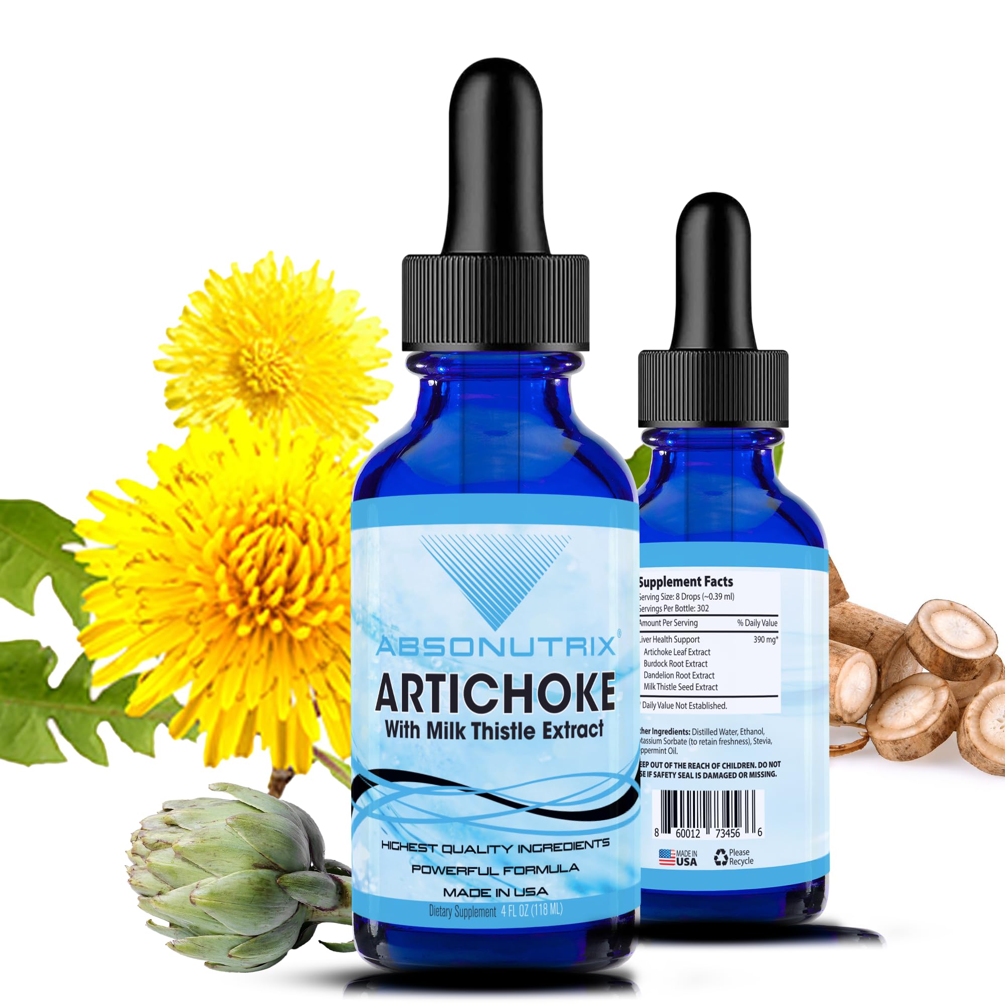 Absonutrix Artichaut et Chardon-Marie, flacon pratique pour routine quotidienne.