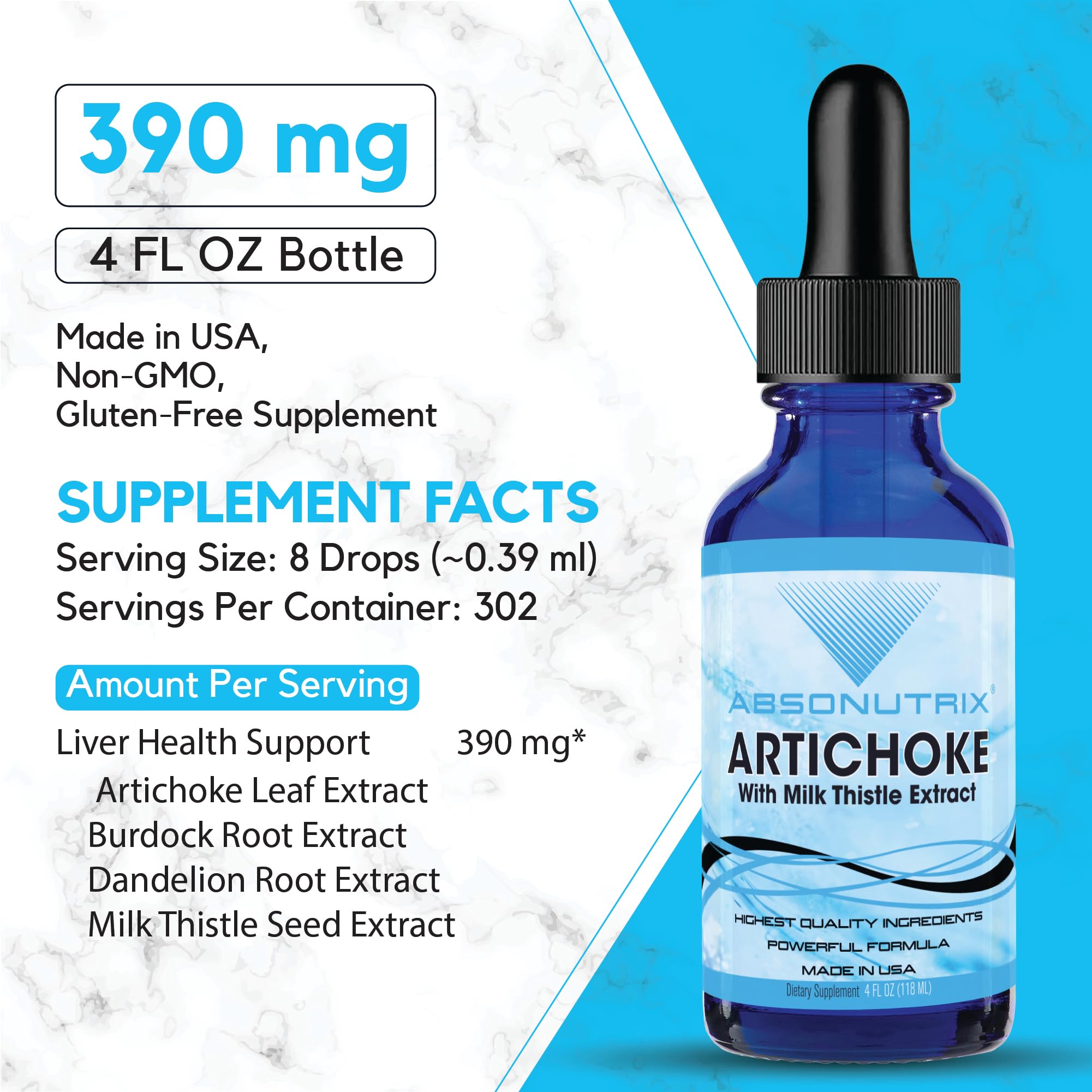 Gouttes Absonutrix Artichaut-Chardon-Marie, absorption rapide.