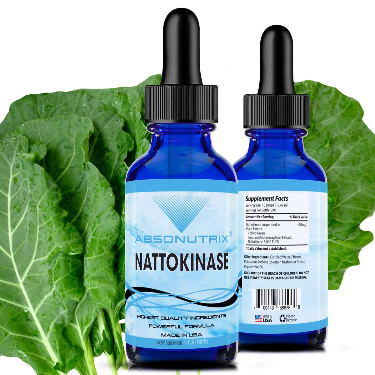 Absonutrix nattokinase flacon 490 mg, absorption rapide et pratique.