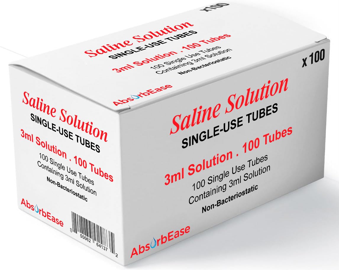 AbsorbEase solution saline 3 ml: usage domestique polyvalent et rinçage oculaire.