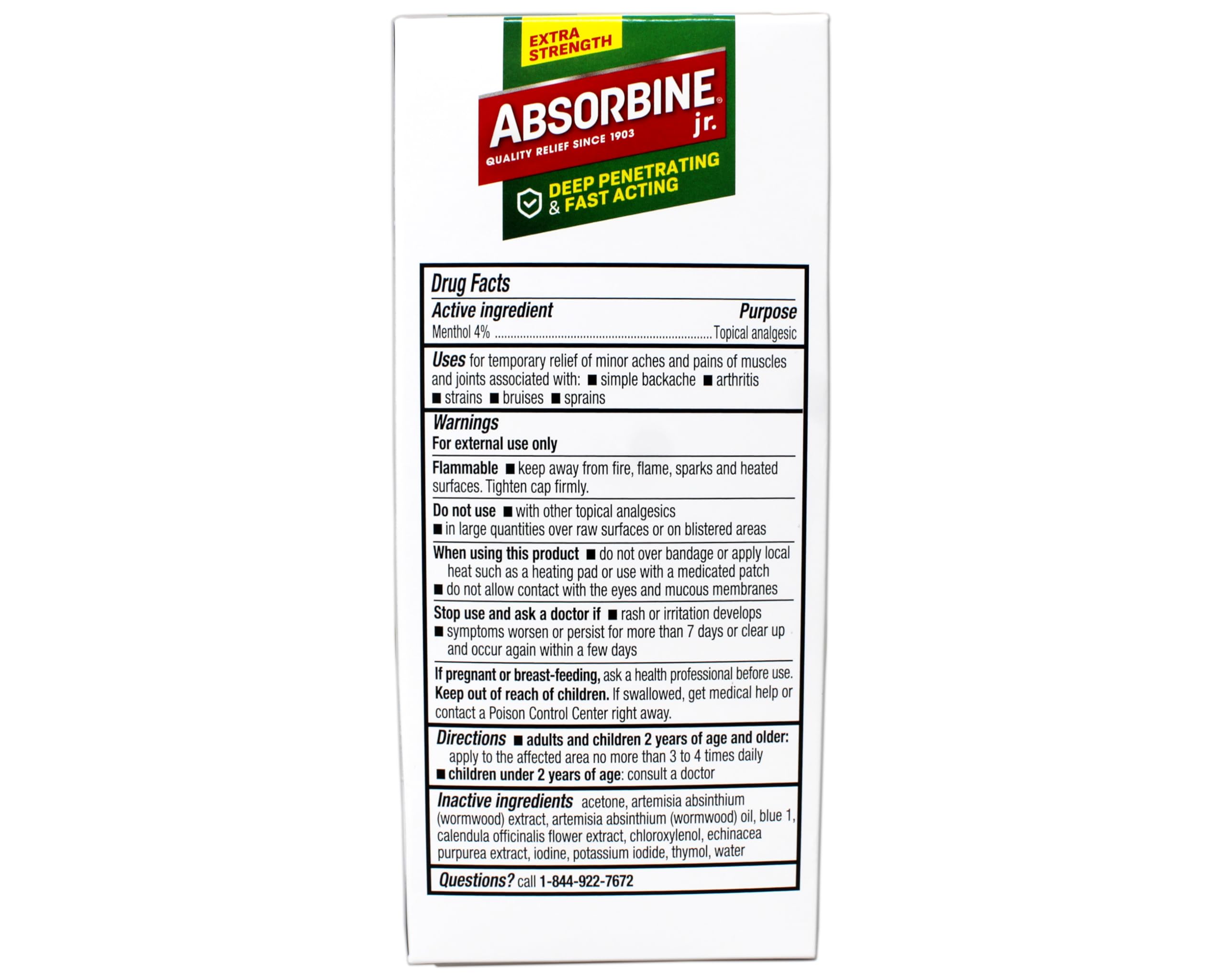 Absorbine Jr. absorption-rapide: pénètre rapidement sans résidu gras.