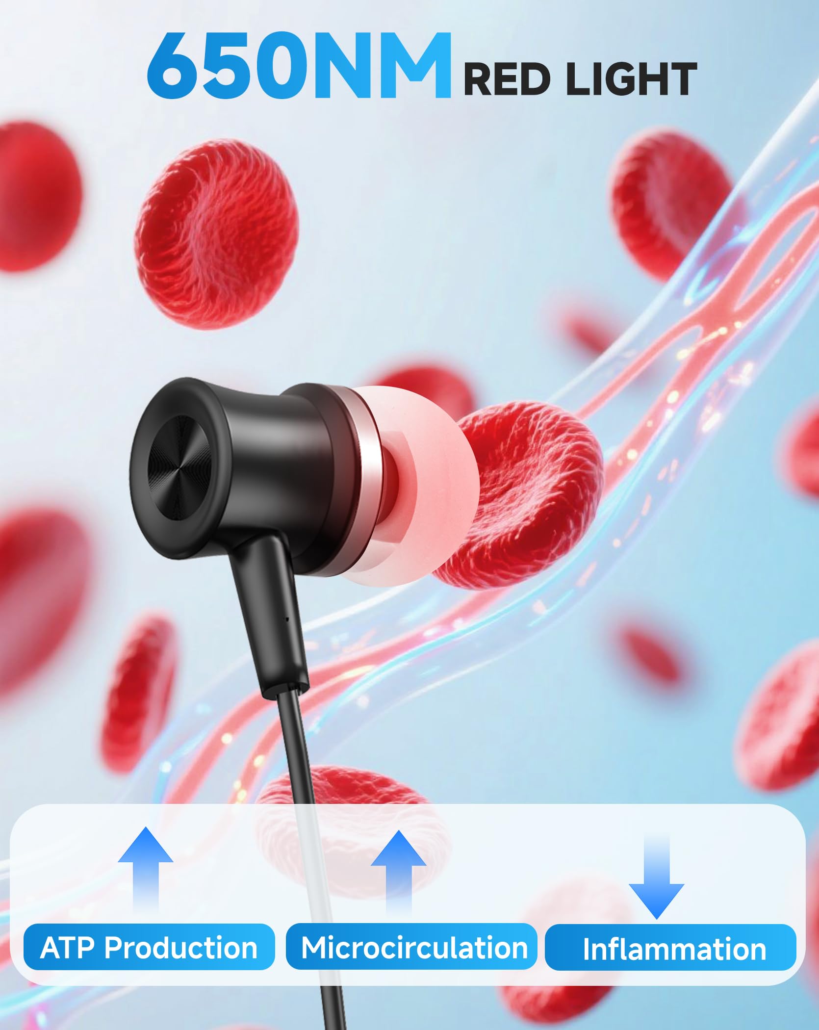 ABXMAS oreilles - lumière rouge 650 nm pour stimulation ciblée et non invasive.