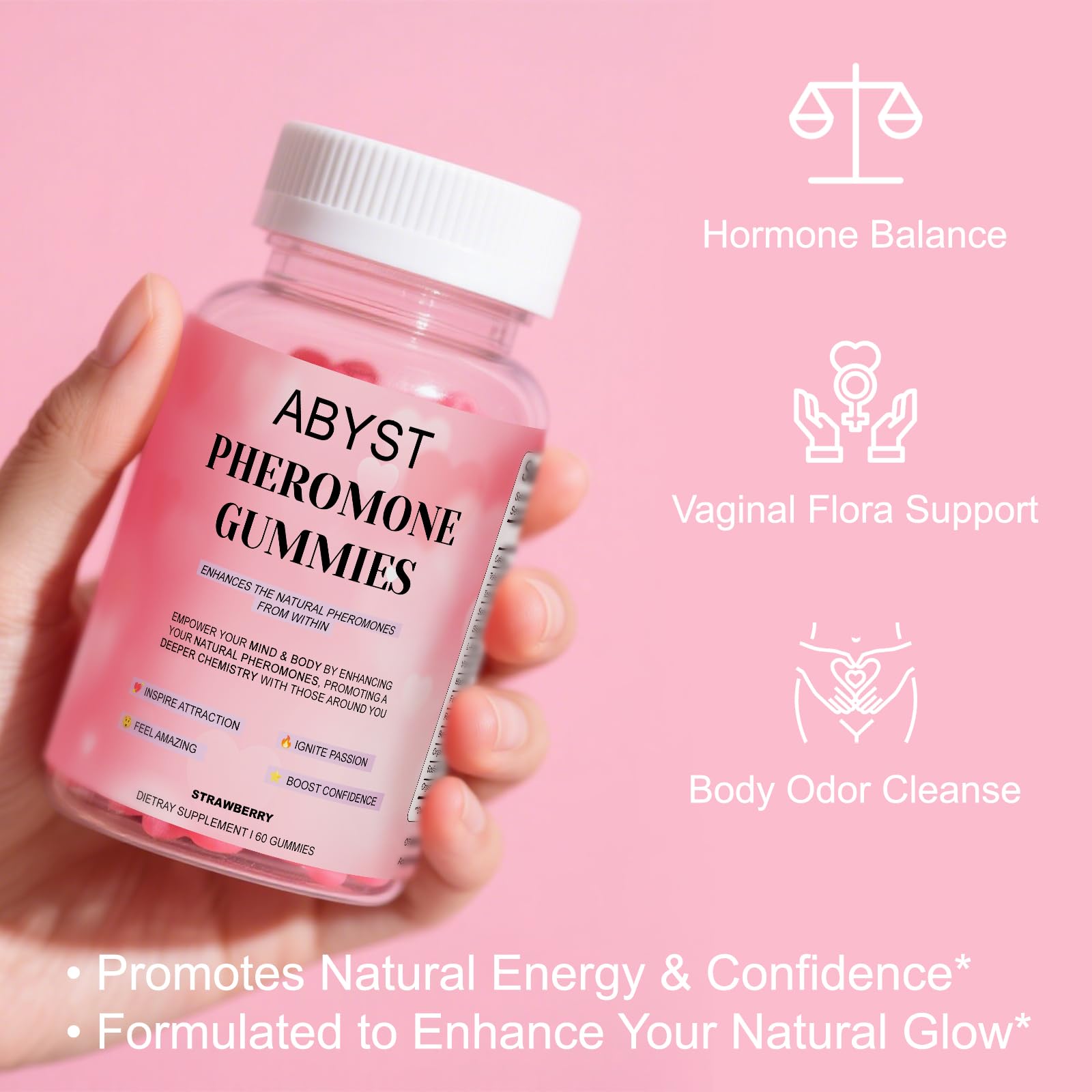 ABYST gommes phéromones pour femmes – arôme discret et routine personnelle quotidienne.
