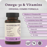 Accentrate110: étiquette nutritionnelle claire et détails de dosage.