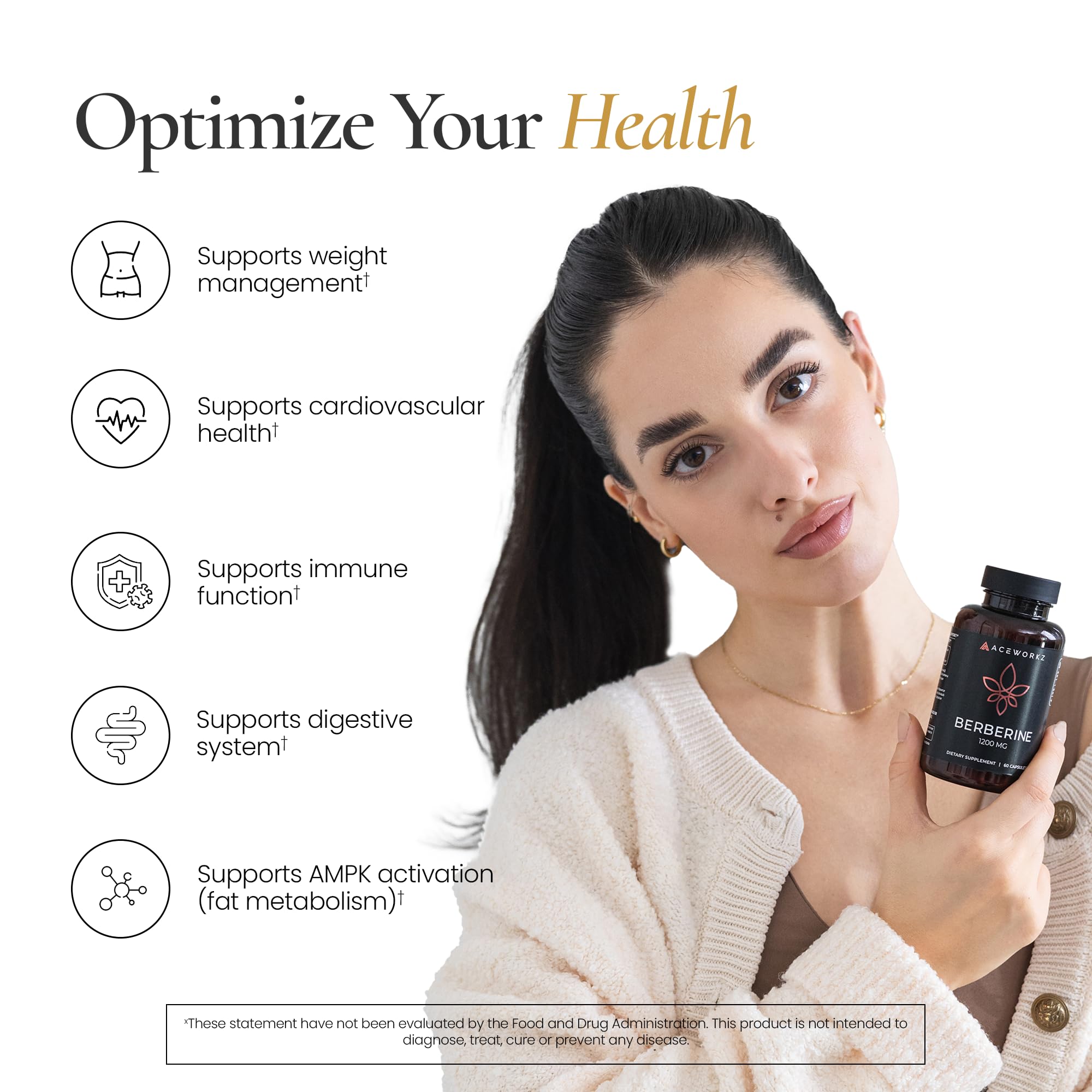 ACEWORKZ Berberine – étiquette lisible garantissant qualité et dosage fiable.