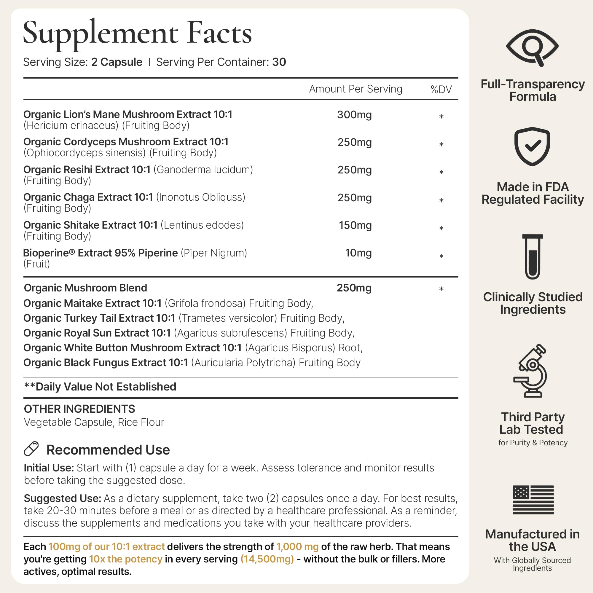 ACEWORKZ Mushroom Complex - Doseur pratique pour un dosage rapide et précis.