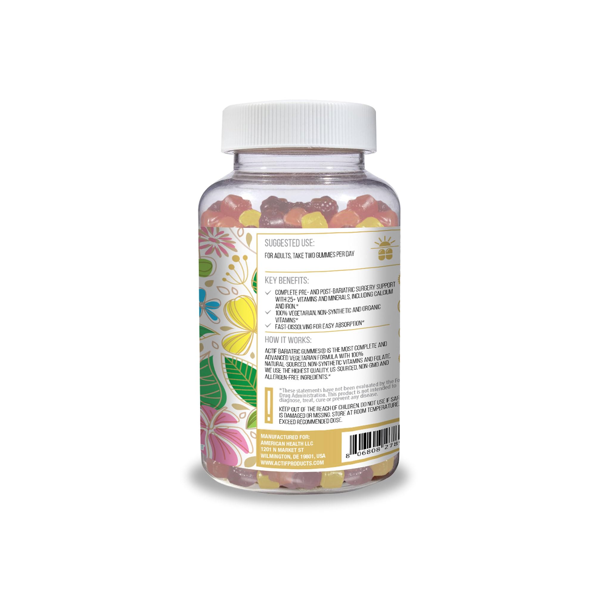 ACTIF Gummies : boite et etiquette, transparence et certifications.
