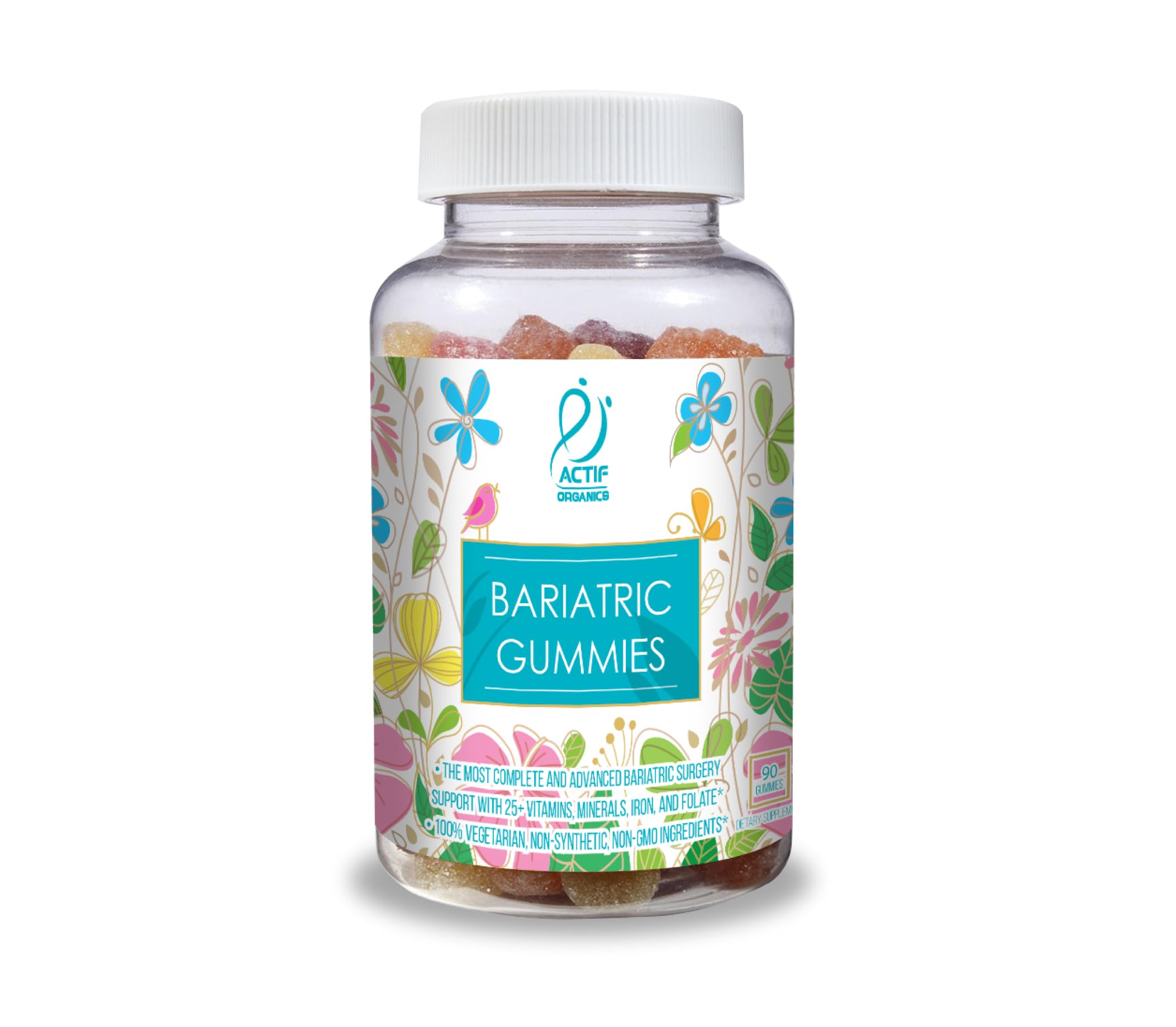 ACTIF Gummies : bouteille et étiquette, source pratique de vitamines pour le quotidien.