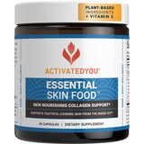 ACTIVATEDYOU Essential Skin Food, bouteille zoom soutenant une peau ferme et hydratée.