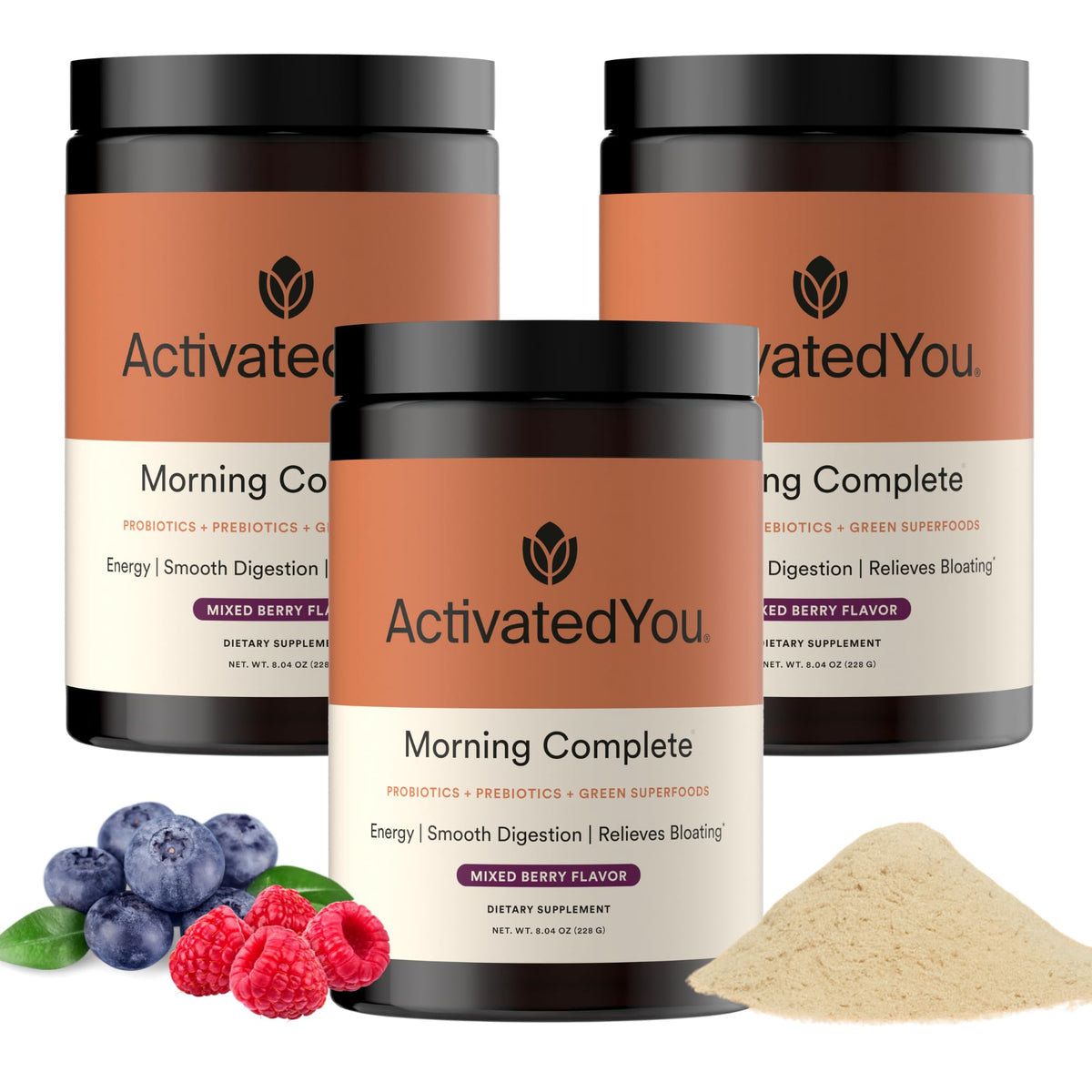 activatedyou Morning Complete - poudre mélange baies: énergie matinale potentielle et goût fruité