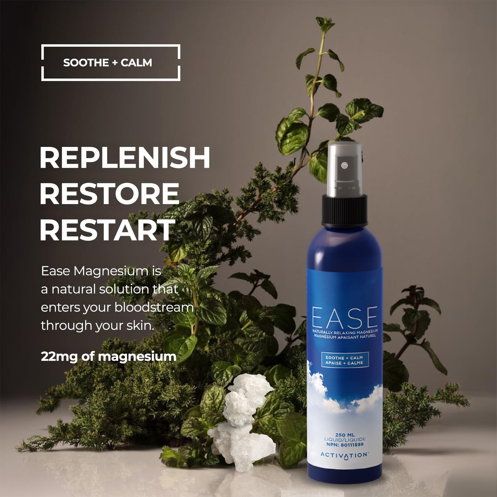 Activation Ease Magnésium spray : absorption rapide en moins de 90 secondes.