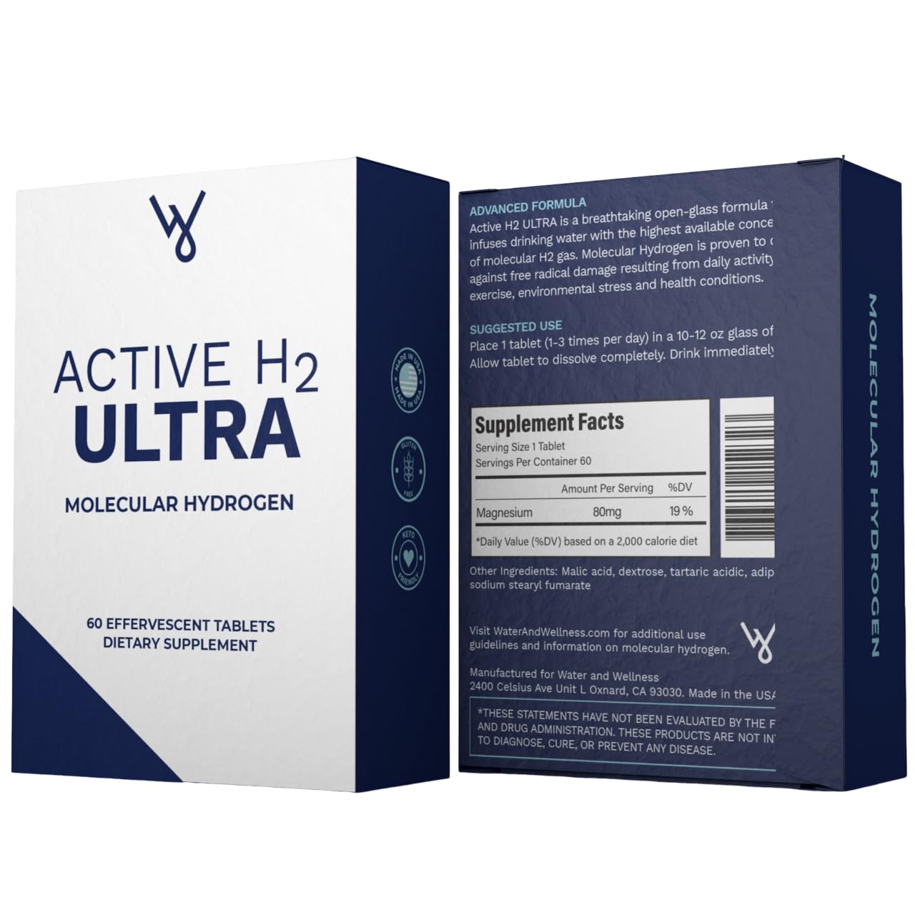 Active H2 – verre d'eau avec tablette prête à boire.