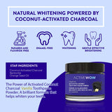 Active Wow Ingrédients Bentonite Huile Coco, composition naturelle pour une poudre homogène.
