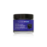 Active Wow Poudre Charbon Coco, bocal compact facilitant l'utilisation avec une brosse.