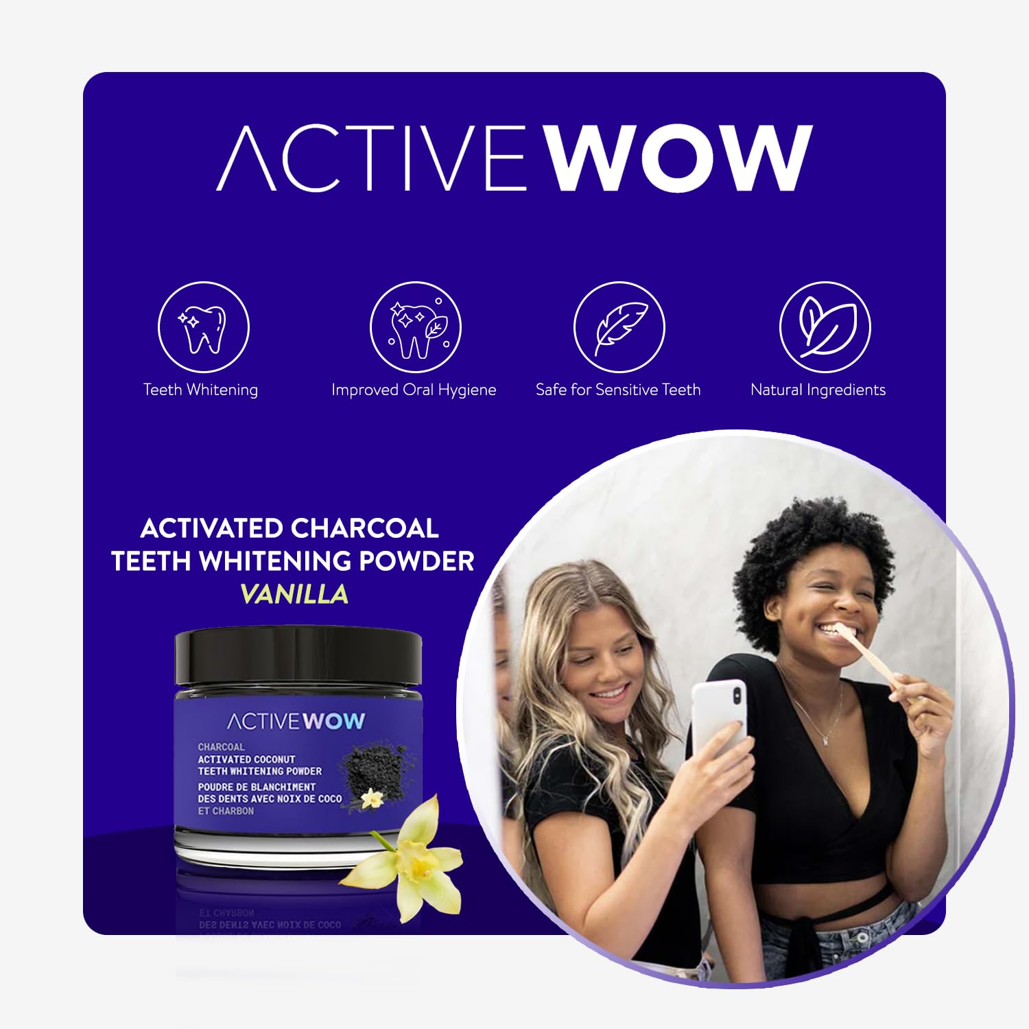 Active Wow Saveur Vanille Menthe Orange, senteur fraîche pour un brossage agréable.