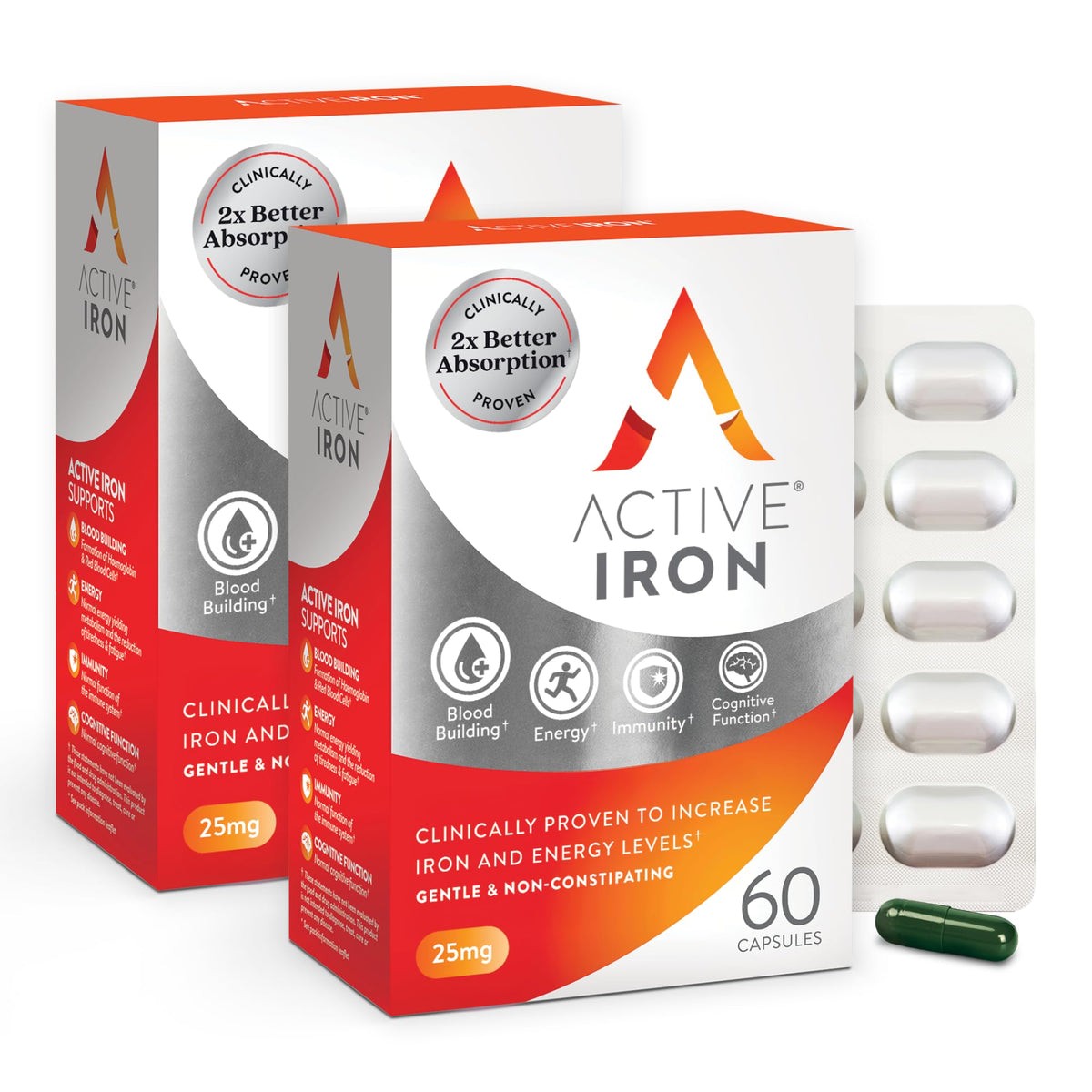 Active Iron gélules dans l'emballage, présentation pratique et claire pour un apport en fer