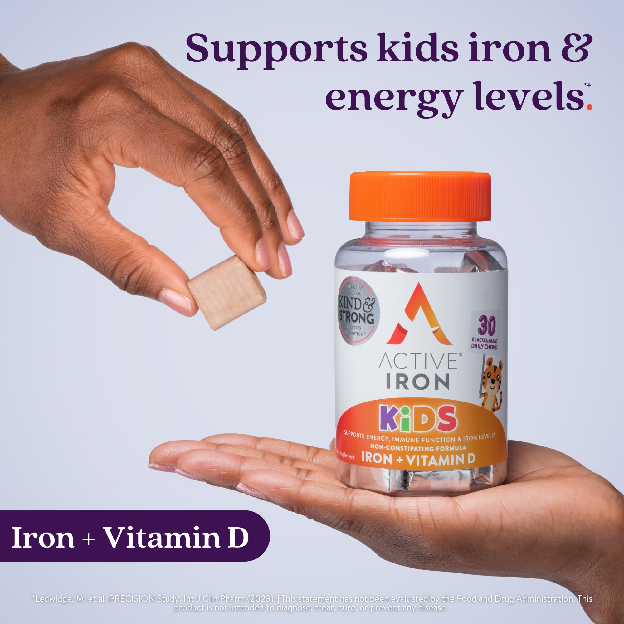Gommes cassis ActiveIron pour enfants, couleur violette attractive