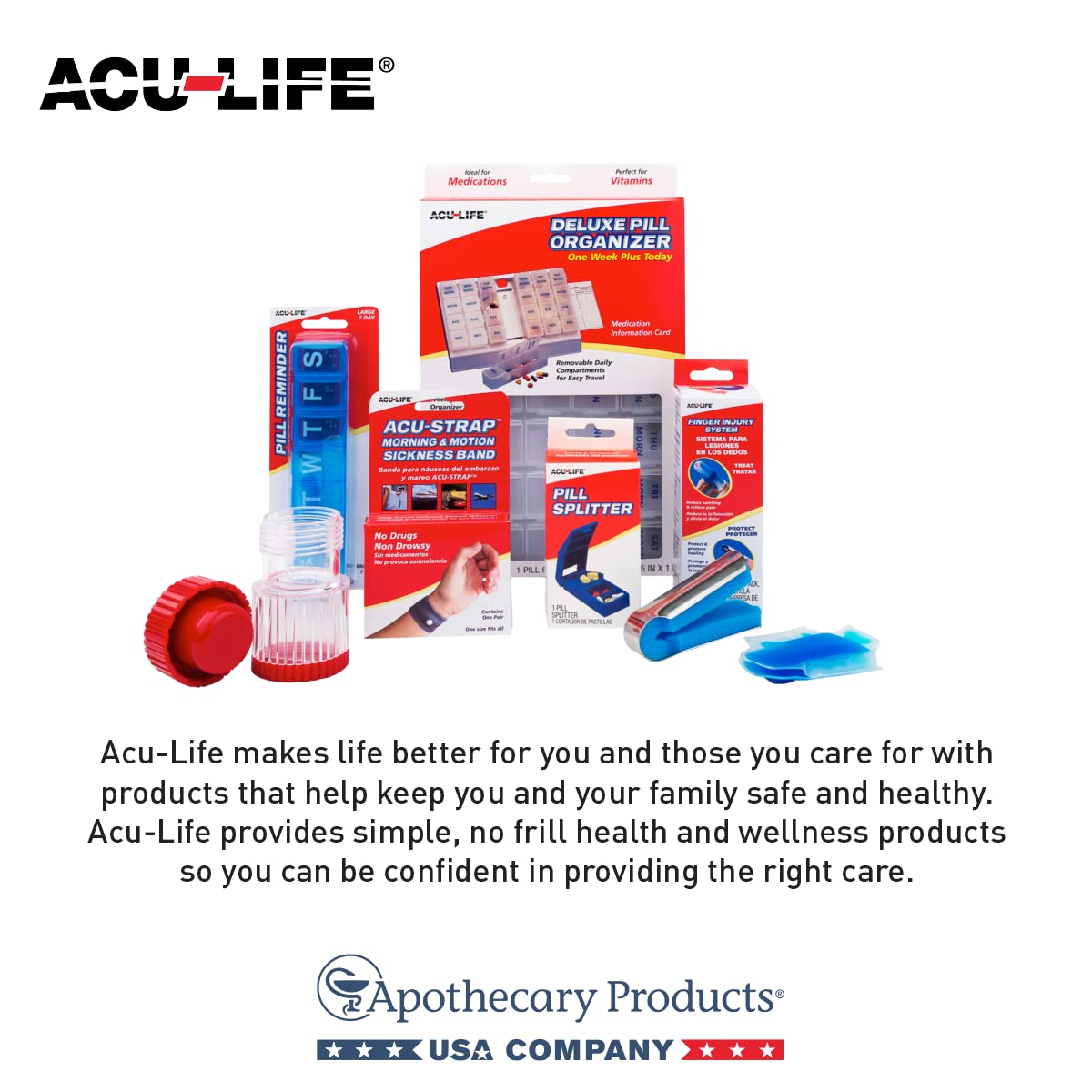 Acu-Life boite-pilules ronde compacte idéale pour l'organisation quotidienne des médicaments.