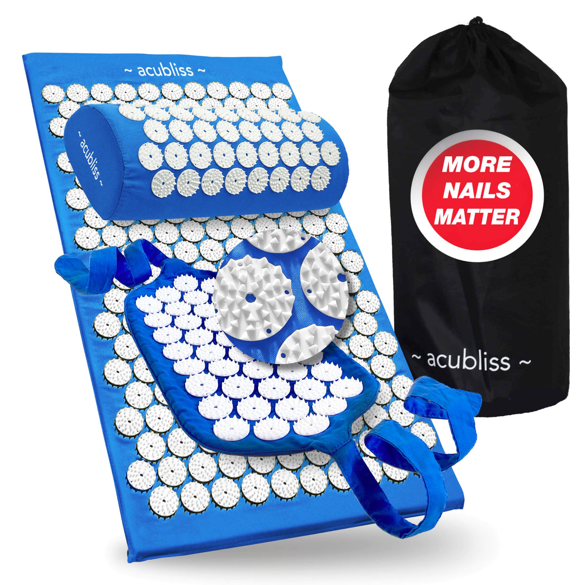 Acubliss tapis d acupression bleu: stimulation des points pour relaxation et énergie.