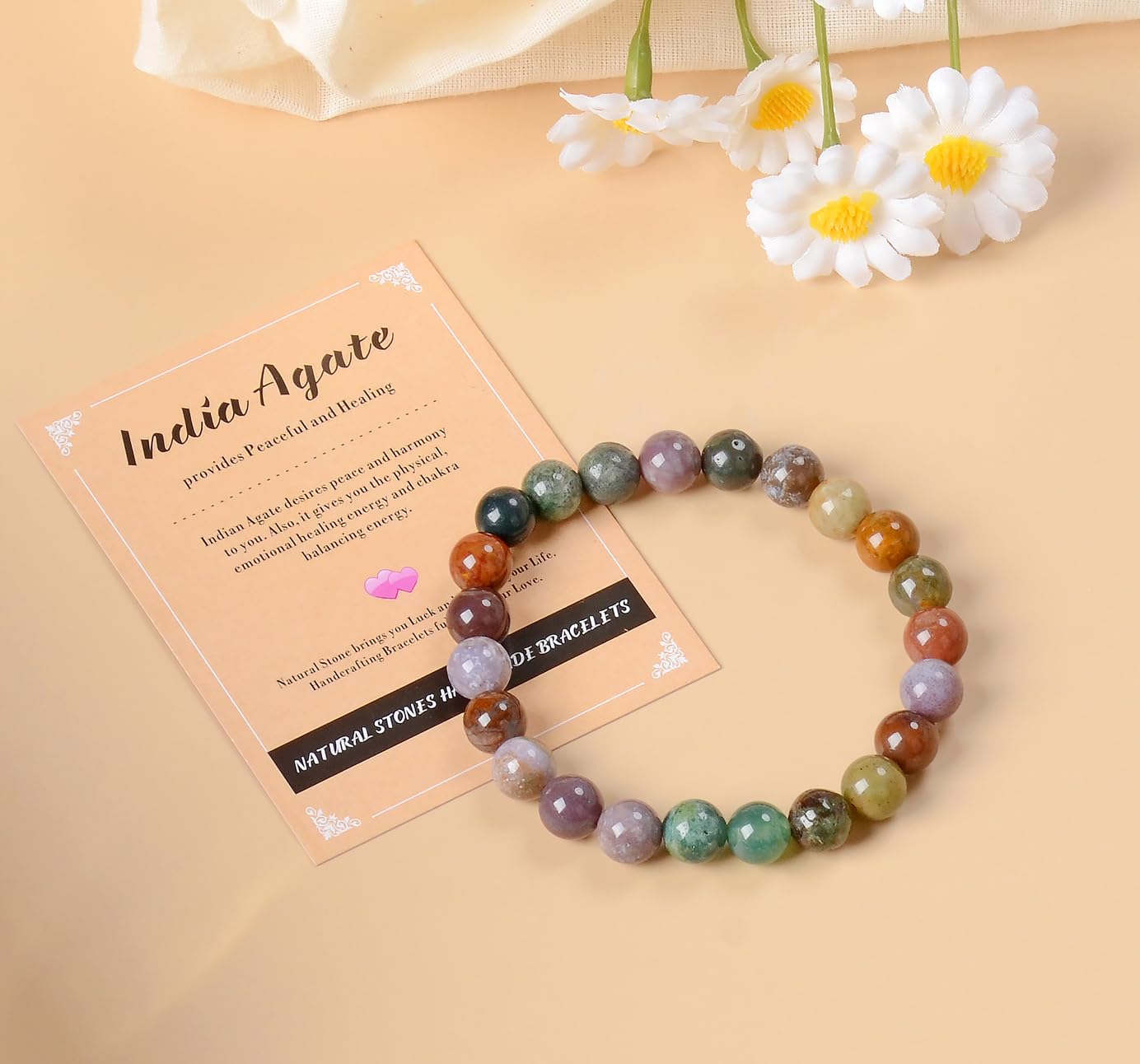 Bracelet AD Beads quartz rose pour amour-propre et harmonie.