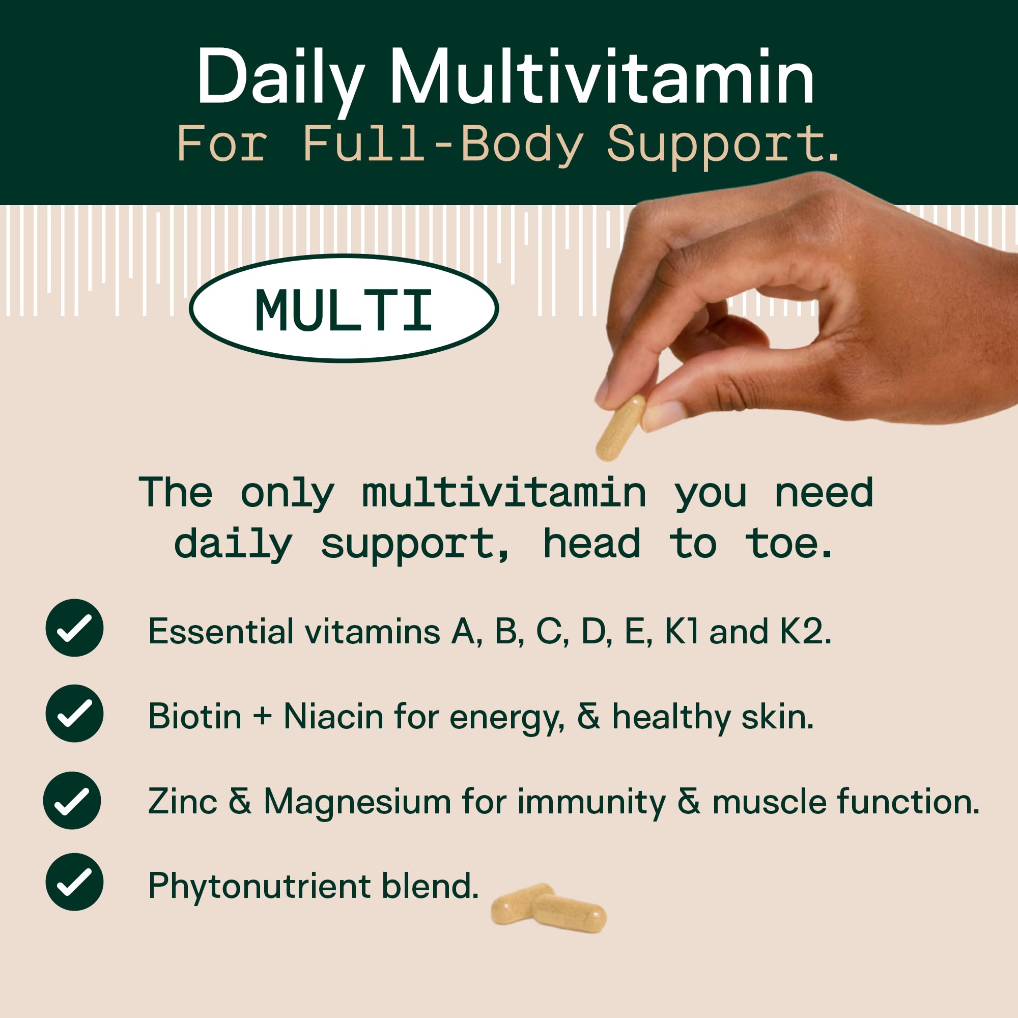 Adapt Naturals Multivitamine - capsules faciles à avaler pour énergie durable.