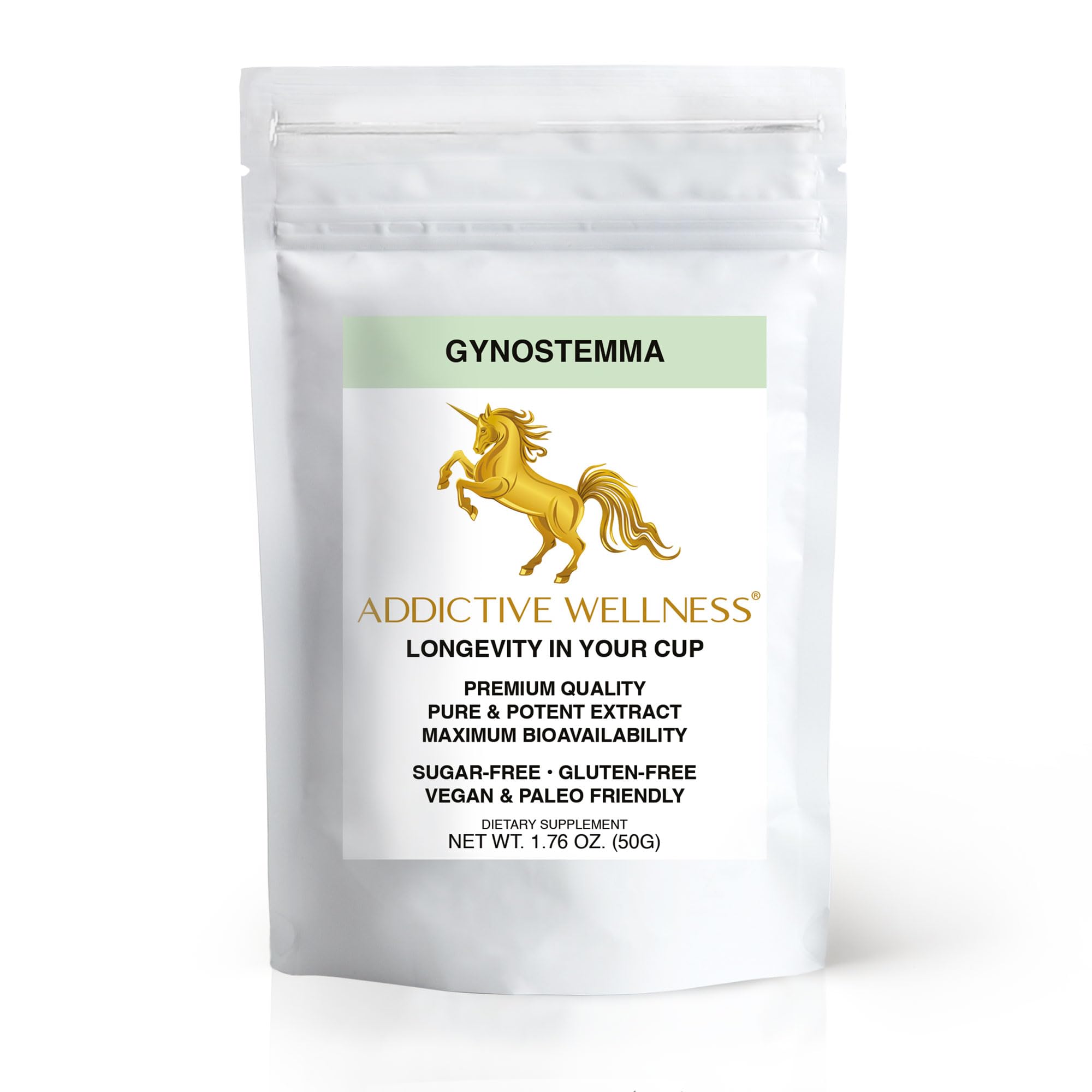 Addictive Wellness Gynostemma poudre – bouteille: énergie naturelle et ritualisation du thé
