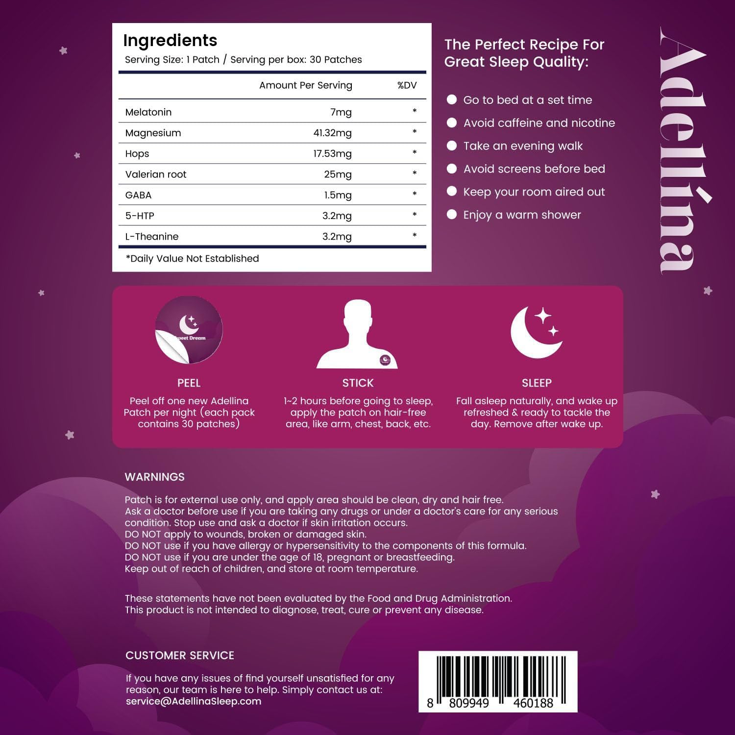 Application simple des patchs Adellina sur peau propre avant le coucher