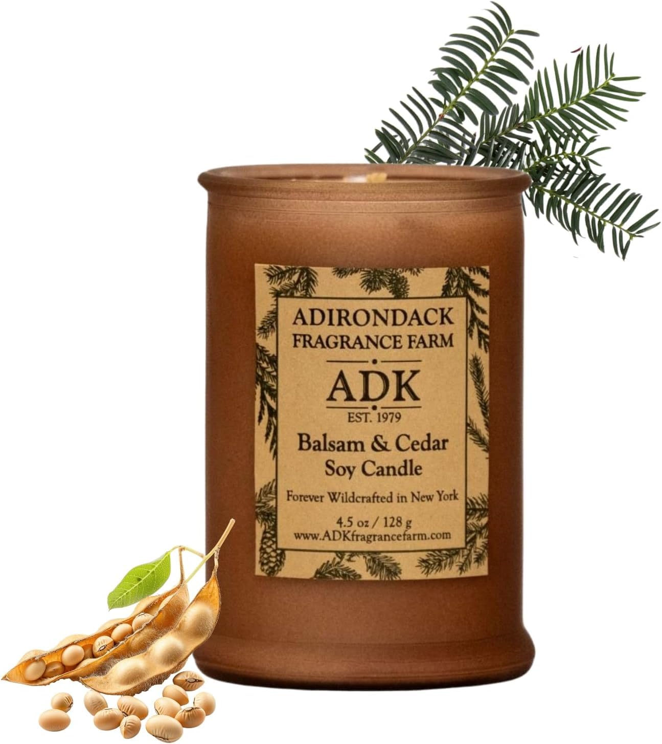 Bougie ADK balsamier et cèdre — parfum frais pour une pièce naturelle.