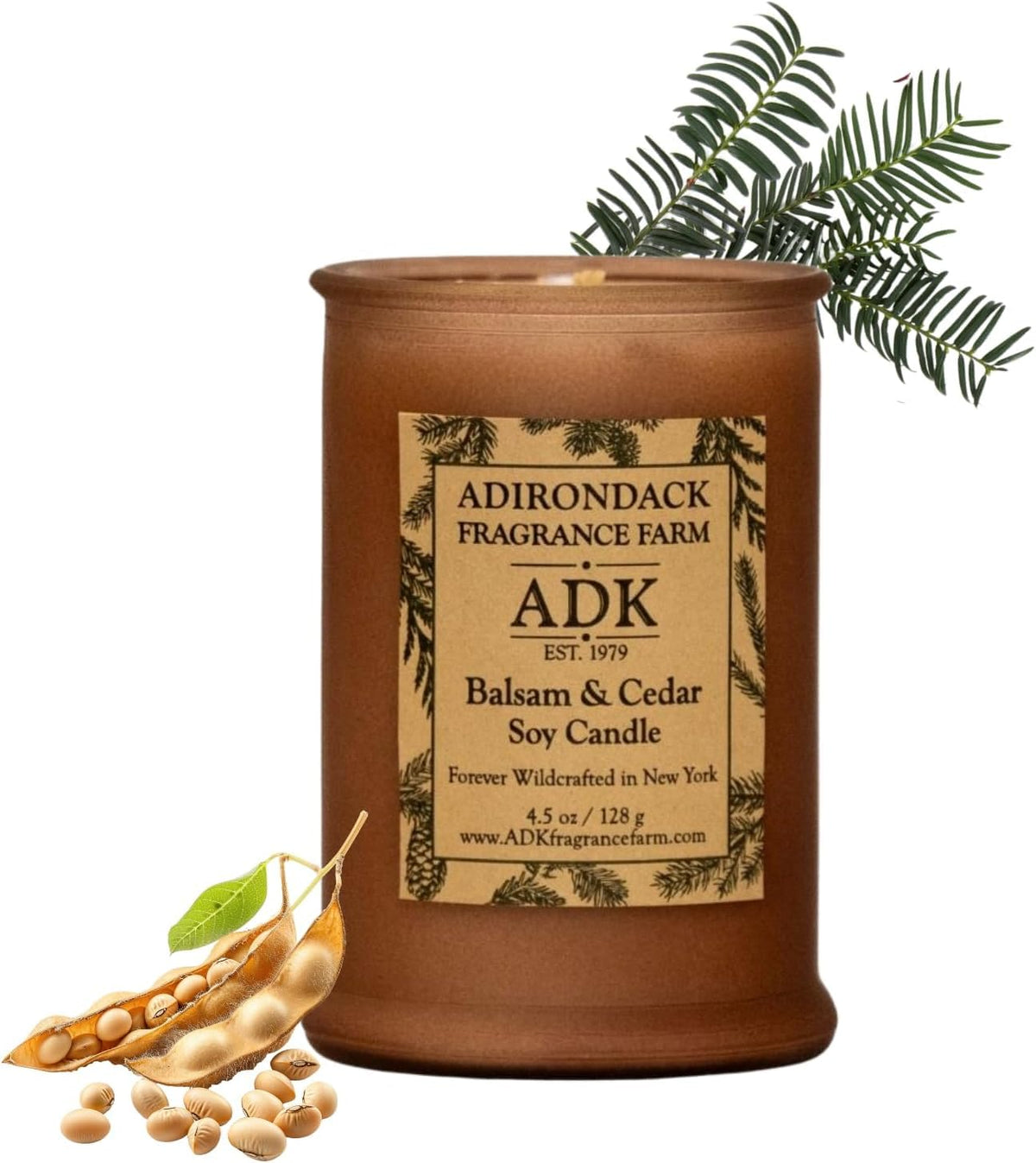 Bougie ADK balsamier et cèdre — parfum frais pour une pièce naturelle.