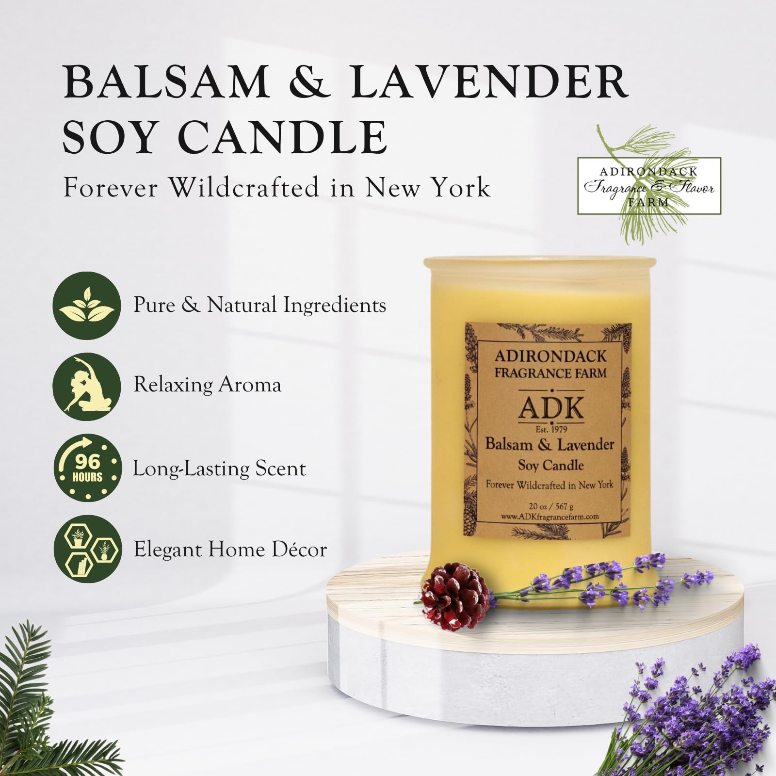 Étiquette ADK Balsam & Lavender, senteur durable et naturelle pour la pièce.