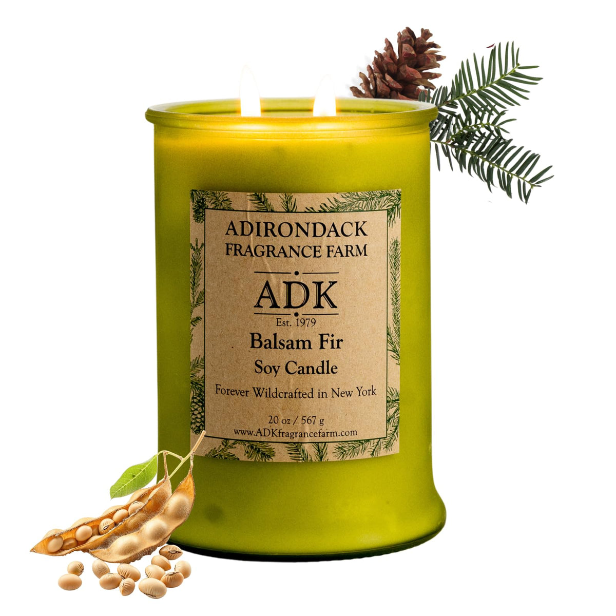 ADK Balsam et Sapin: bougie 20 oz, parfum boisé apaisant pour le salon
