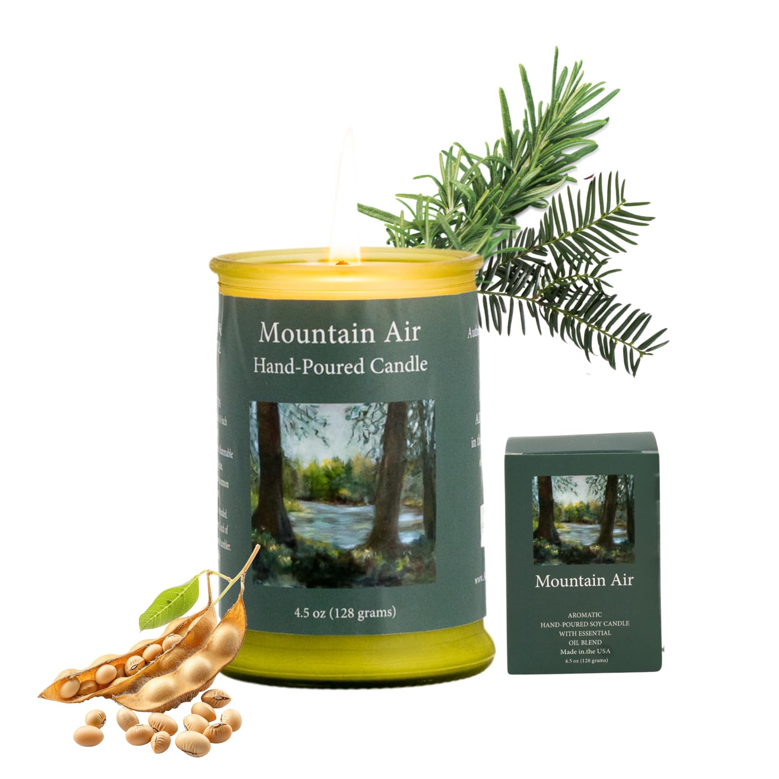 Bougie ADK Mountain Air ambiance: parfum frais pour une atmosphère réconfortante.