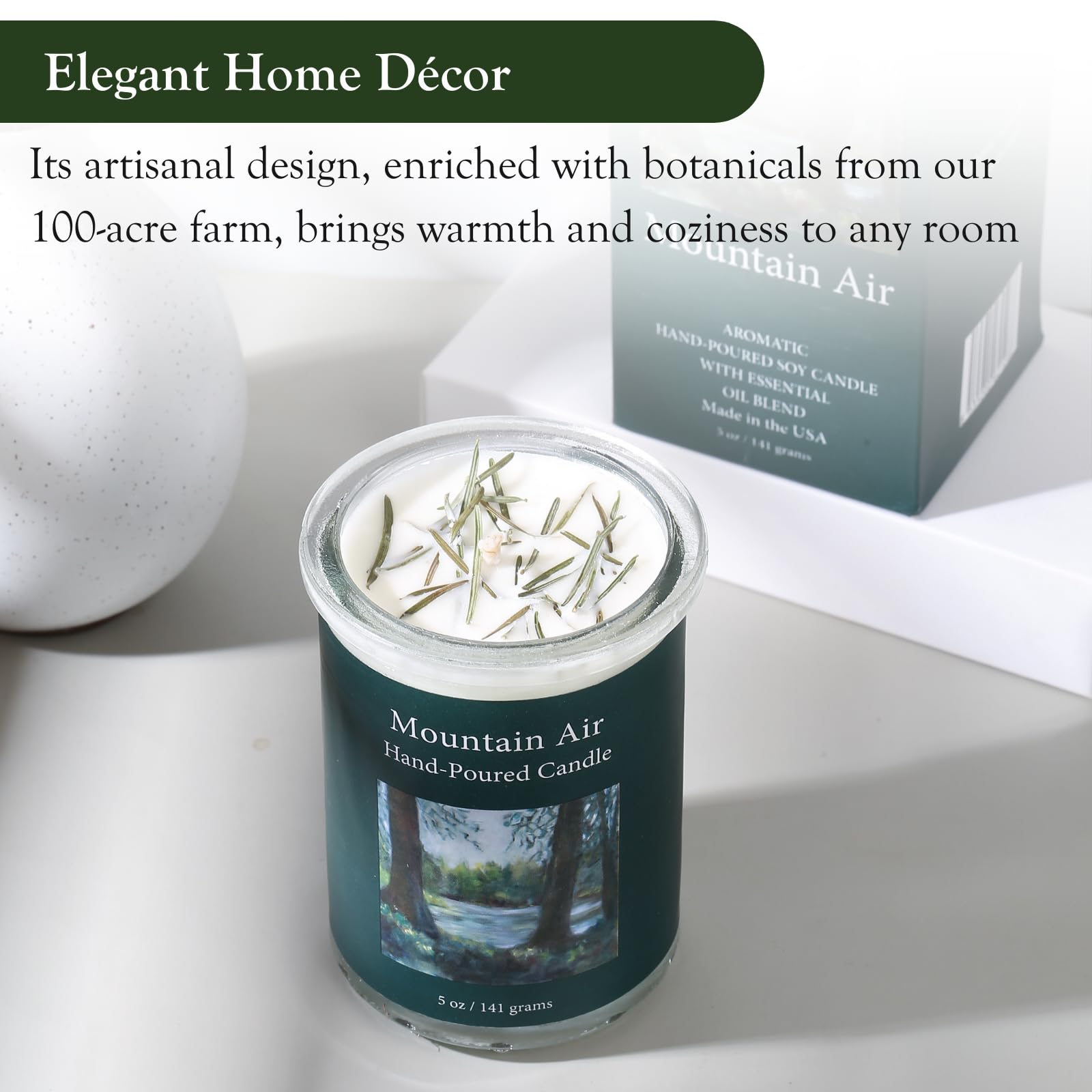 Bougie ADK Mountain Air faite main aux États‑Unis pour qualité artisanale.