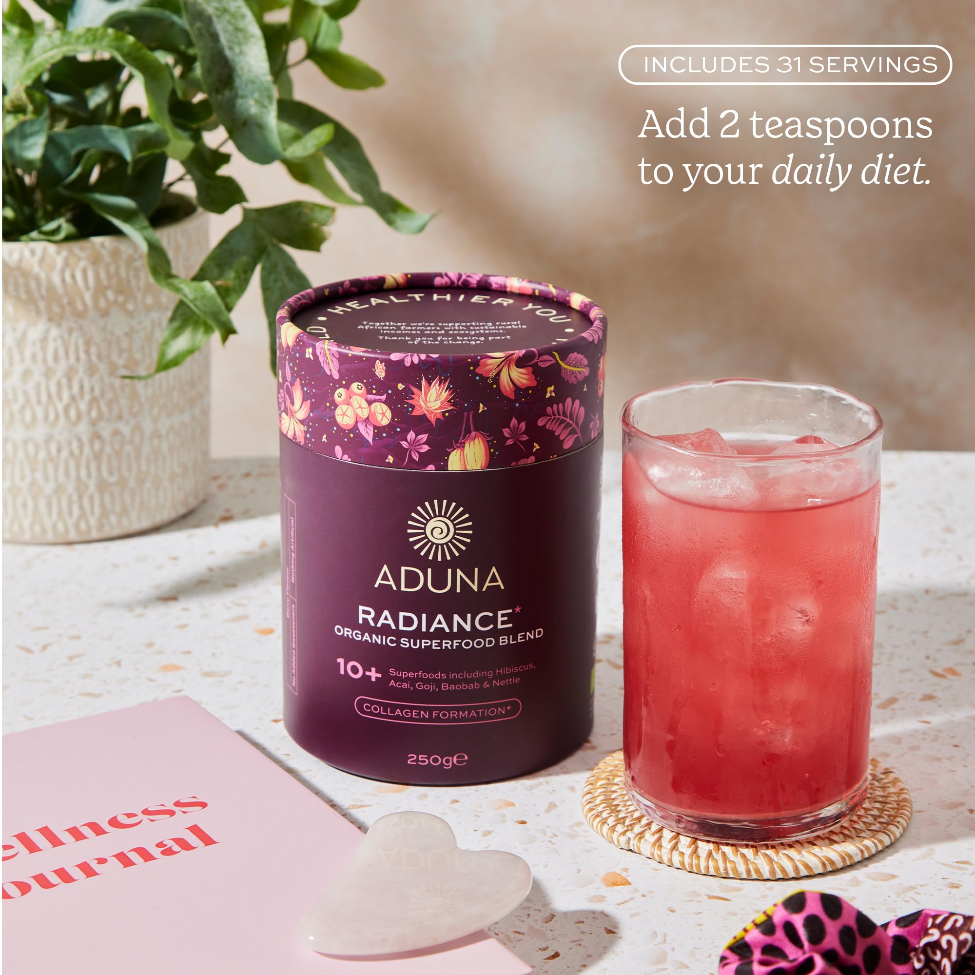 Aduna Radiance – betterave et maca, mélange végane sans additifs.