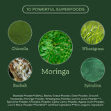 Smoothie Vert Aduna Super Greens : boisson colorée et saine pour le petit-déjeuner.