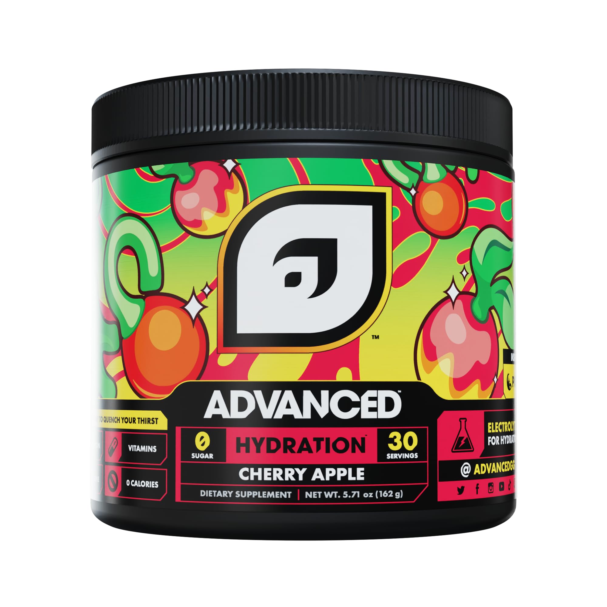 Advanced Hydration - poudre-electrolyte cerise-pomme : hydratation durable tout au long de la journee
