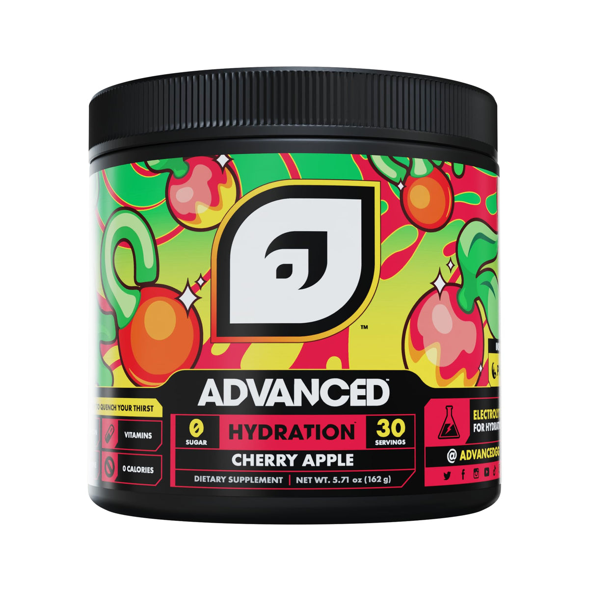 Advanced Hydration - poudre-electrolyte cerise-pomme : hydratation durable tout au long de la journee
