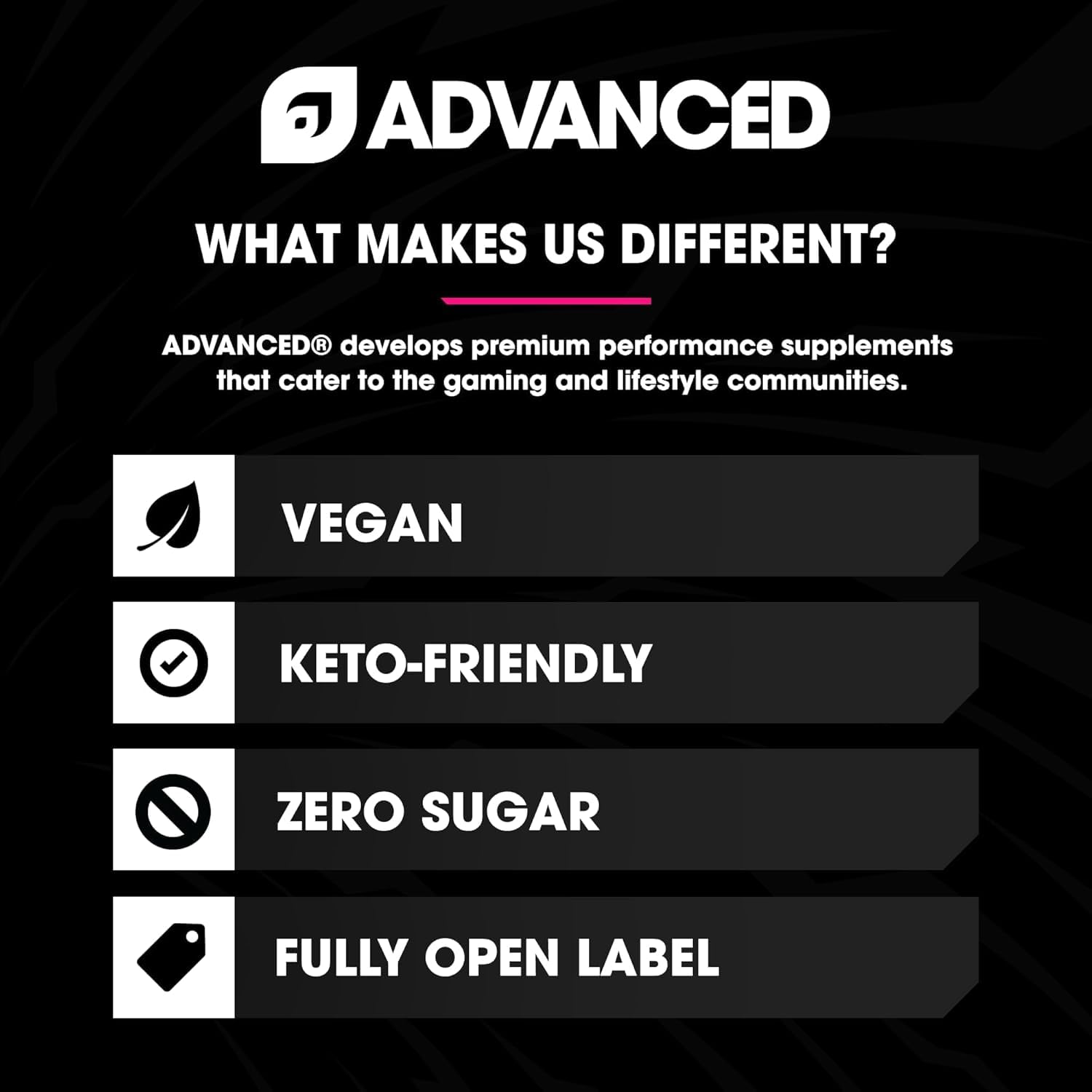 Advanced - zéro calorie, compatible régime cétogène