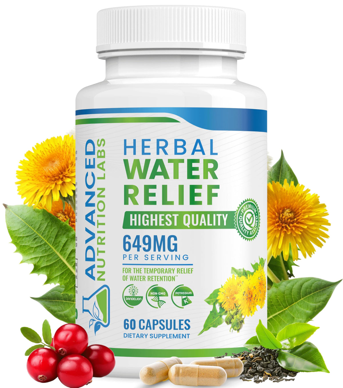 Advanced Nutrition Labs – bouteille capules diurétiques, extrait de feuilles de pissenlit, soutien éventuel à la rétention d’eau.