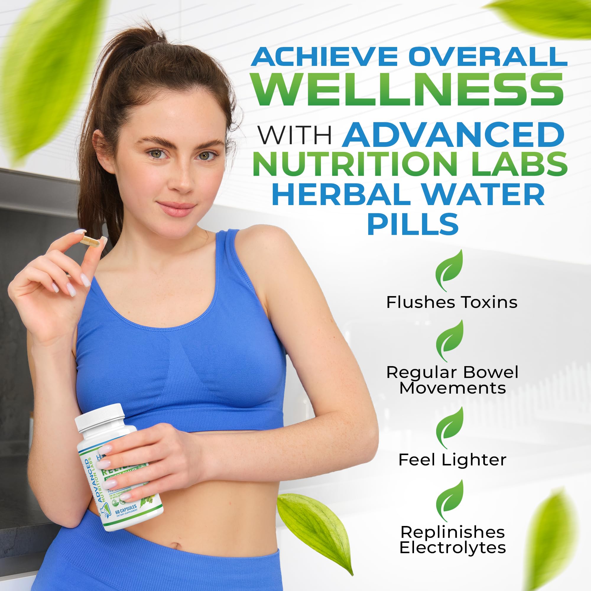 Advanced Nutrition Labs – capsules diurétiques compactes, ajout de thé vert et vinaigre de cidre, usage quotidien.