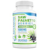 Advanced Nutrition Labs Saw Palmetto – baies visibles dans la bouteille, soutien potentiel de la santé prostatique.