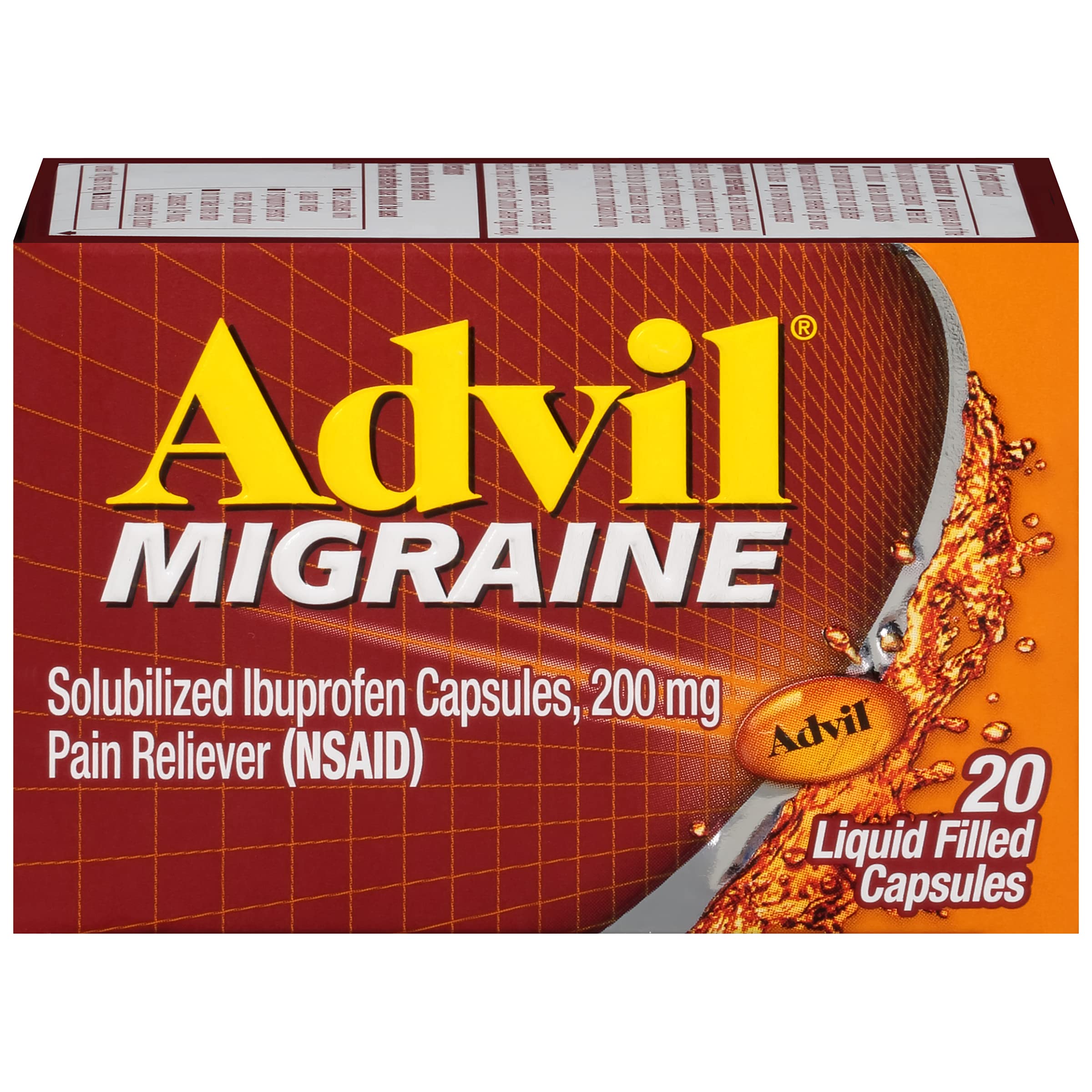 Advil 200 mg capsules liquides – emballage pratique pour soulagement rapide lors de déplacements.