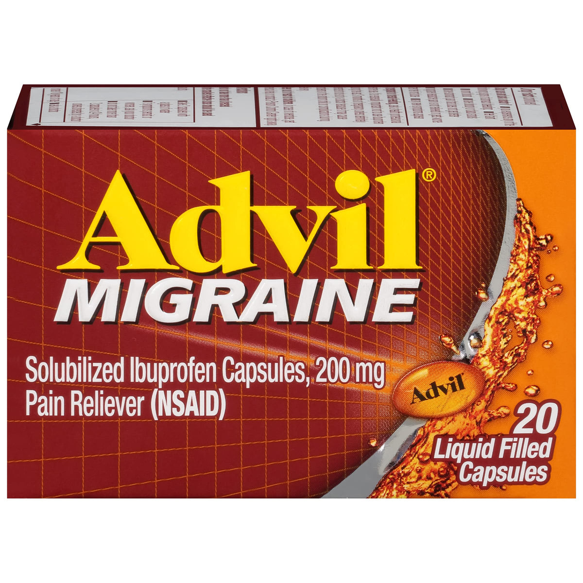 Advil 200 mg capsules liquides – emballage pratique pour soulagement rapide lors de déplacements.