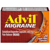 Advil 200 mg capsules liquides – emballage pratique pour soulagement rapide lors de déplacements.