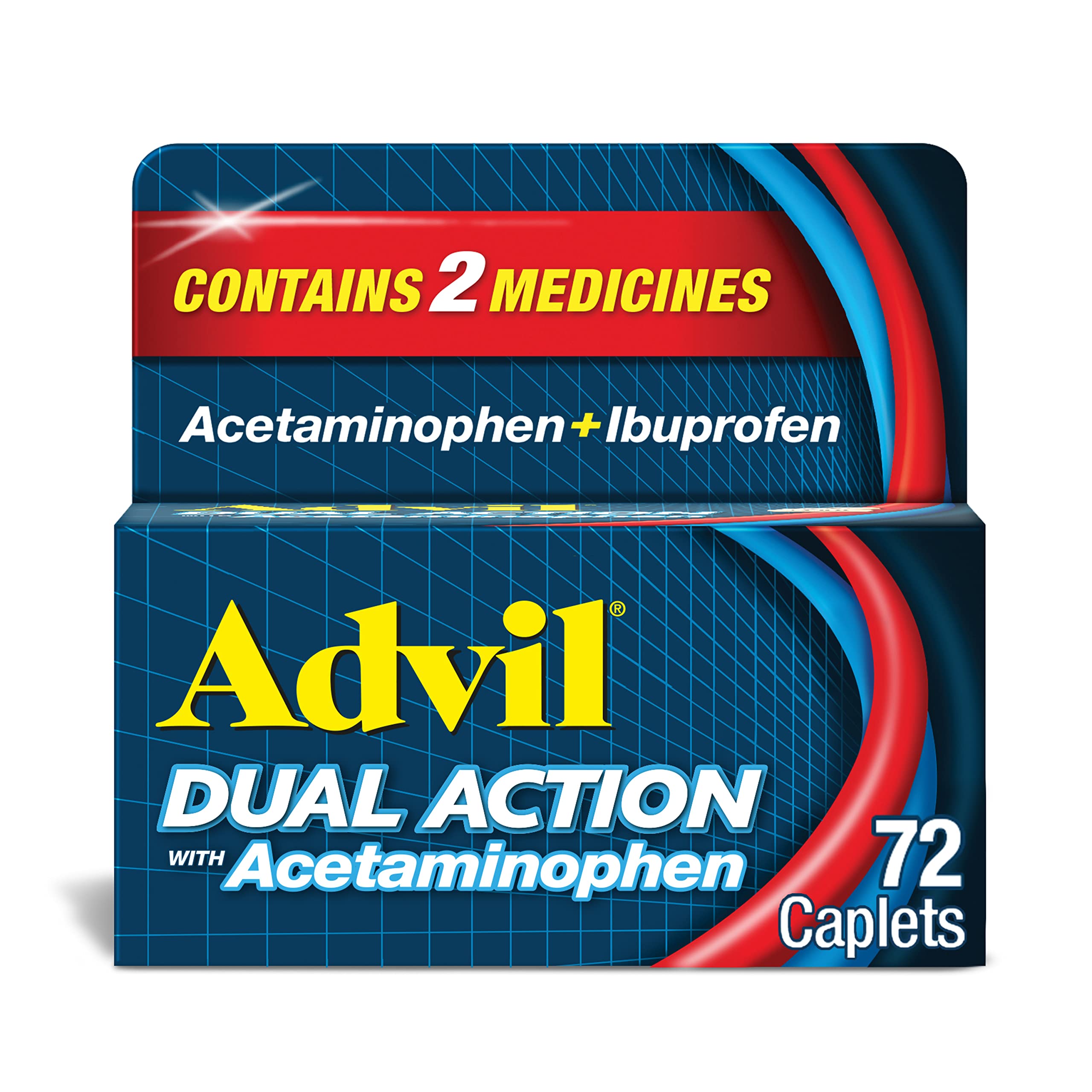 Boîte Advil Dual Action de 72 comprimés enrobés prête à l'emploi