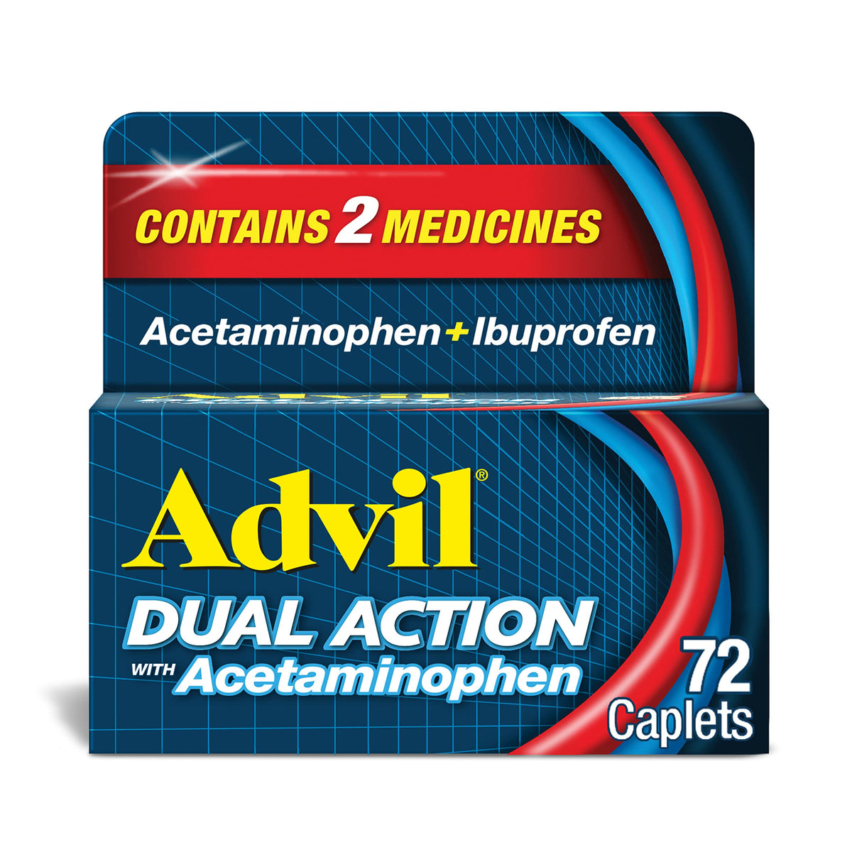 Boîte Advil Dual Action de 72 comprimés enrobés prête à l'emploi
