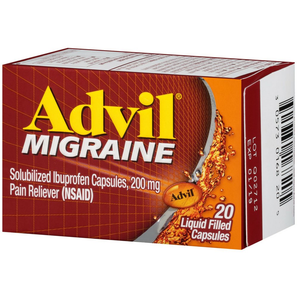 Capsules liquides Advil Migraine 200 mg, potentiel soulagement rapide des migraines.