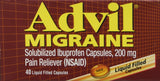 Advil Migraine Liqui-Gels : capsule liquide en gros plan illustrant une absorption rapide